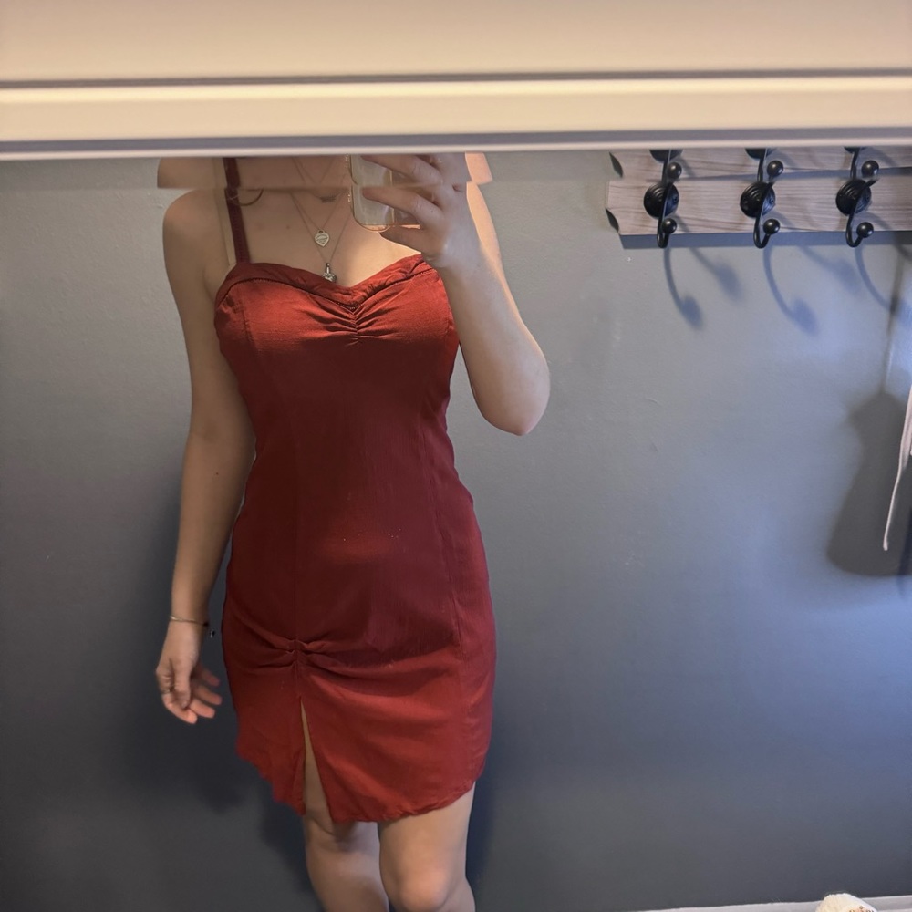 Free people maroon sleeveless slit dress